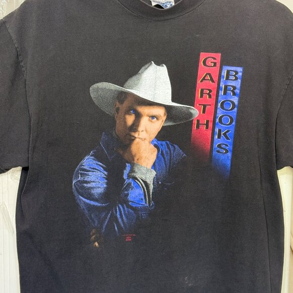 Hanes Mens Vintage Garth Brooks Graphic T-Shirt Black Cotton Large Classic Fit - Picture 3 of 6
